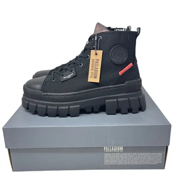 Palladium Women's Revolt Hi TX Boots Size 10 Medium 97242-010-M Black/Black Rugg - Picture 2 of 13